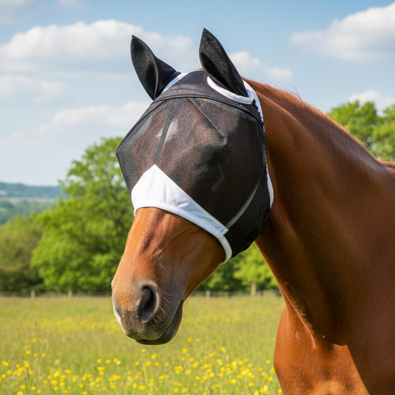 Fly Masks for Horses, Horse Fly Mask, Fly Protection for Outdoor Grazing and Hot Weather Riding, Comfortable Fit for Horses