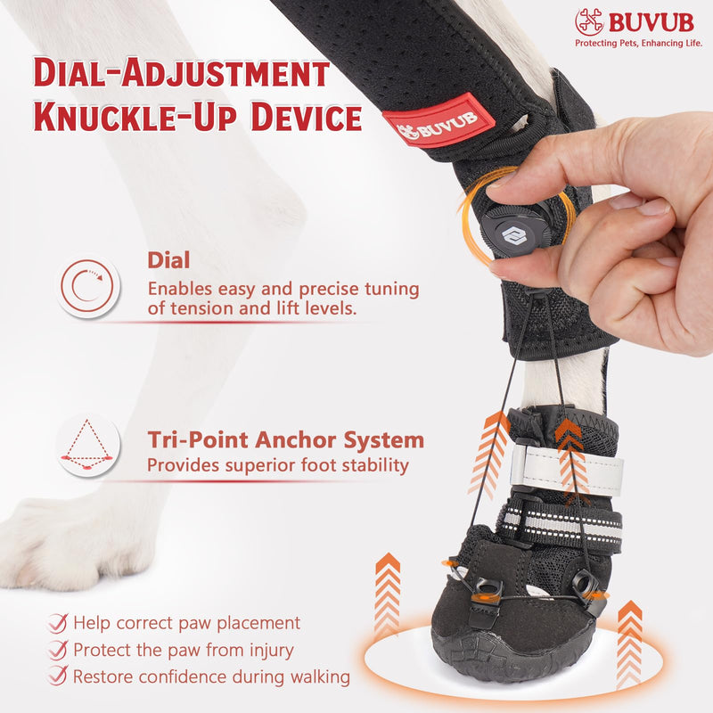 Dog Canine Knuckling Brace Rear Leg Boot with Adjustable Dial for Toe Dragging Cause by Sciatic Nerve Insufficiency, Myelopathy, Herniated Disc (Medium, Size 5) Medium_5