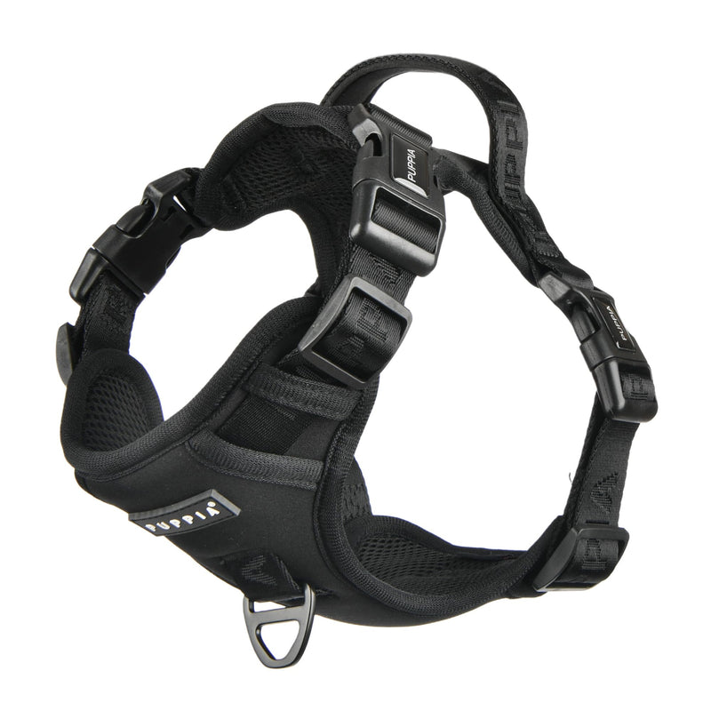 Puppia Jarek Dog Harness H Comfortable Sturdy Handle Adjustable Neck and Chest for Small and Medium Dogs - Black - XXL XX-Large - PawsPlanet Australia