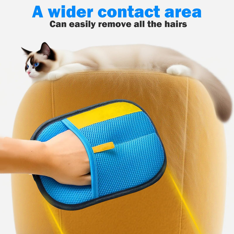 2 Pcs Pet Hair Removal Glove for Dogs & Cats,Reusable Strong Grooming Gloves,Hair Remover for Couch,Furniture, Carpet,Car Seats & Clothing (Blue) - PawsPlanet Australia
