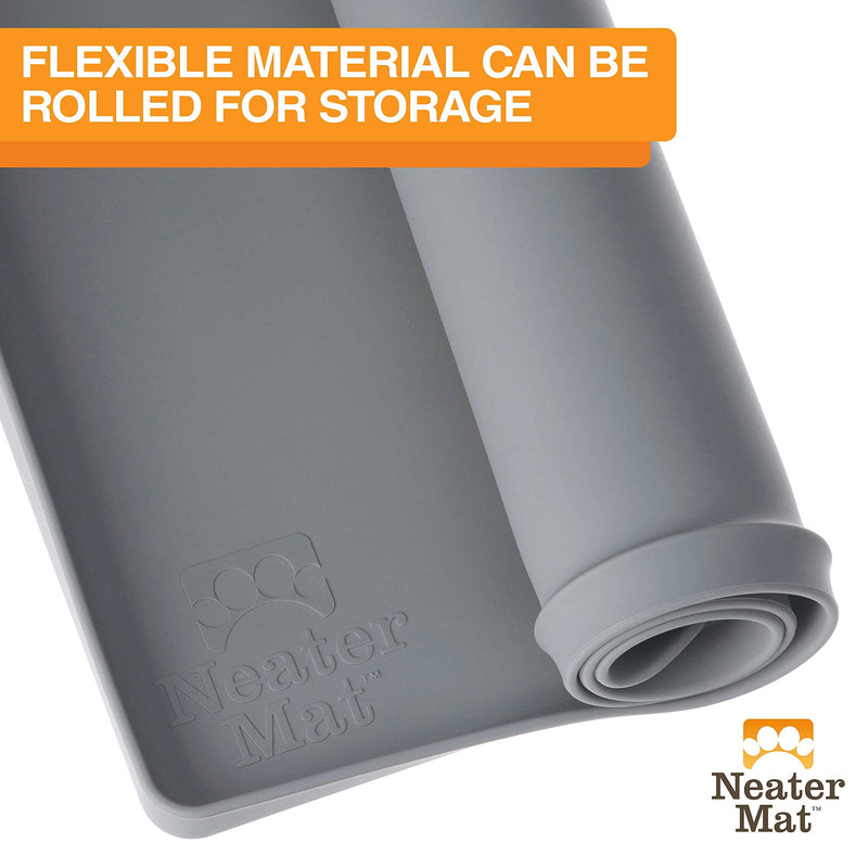 Neater Pet Brands Neater Mat - Waterproof Silicone Pet Bowls Mat - Protect Floors from Food & Water (Gunmetal, 19" x 12" Silicone) 19" x 12" Gunmetal - PawsPlanet Australia
