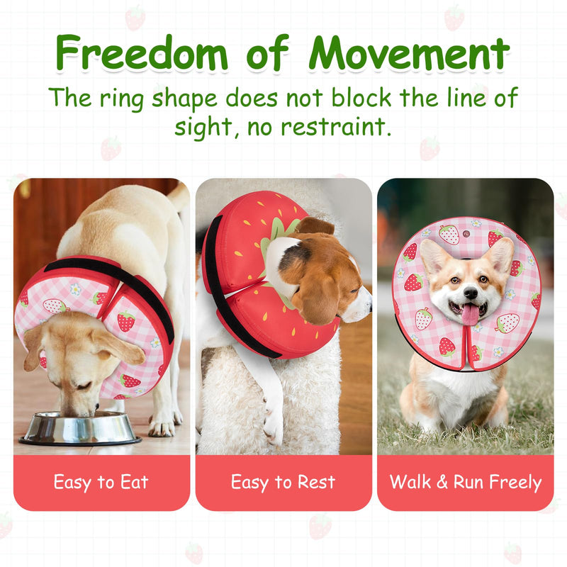 Dog Cone Collar After Surgery,Waterproof Fabric Comfy Pillow,Dog Cone Alternative,Inflatable Dog Collars E Collar Elizabethan Collar for Dogs (Red, M(Neck:9.84”-14.17”)) Strawberry Red M(Neck:9.4”-14.6”) - PawsPlanet Australia
