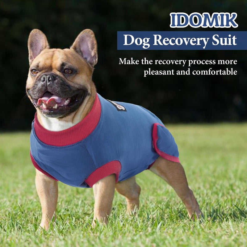 IDOMIK Dog Recovery Suit After Surgery,Breathable Dog Surgery Recovery Suit for Female Male Dogs Cats,Dog Surgical Onesie for Spay Neuter Surgery,E-Collar Cone Alternative Anti-Licking Abdominal Wound XL(Chest Girth:26.77"-31.50") B-Navy blue