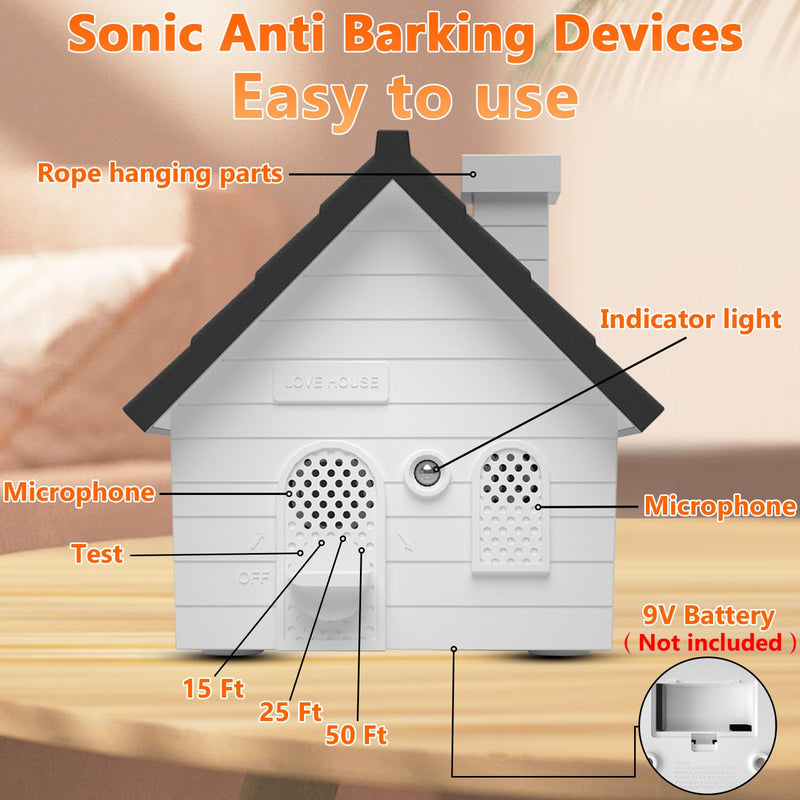Anti Barking Device for Dogs, Bark Box, 3 Modes Dog Barking Deterrent Devices, Anti Bark Device for Dogs, Weatherproof 50 Ft Barking Dog Silencer, A Safe and Effective Anti Barking Device Black - PawsPlanet Australia