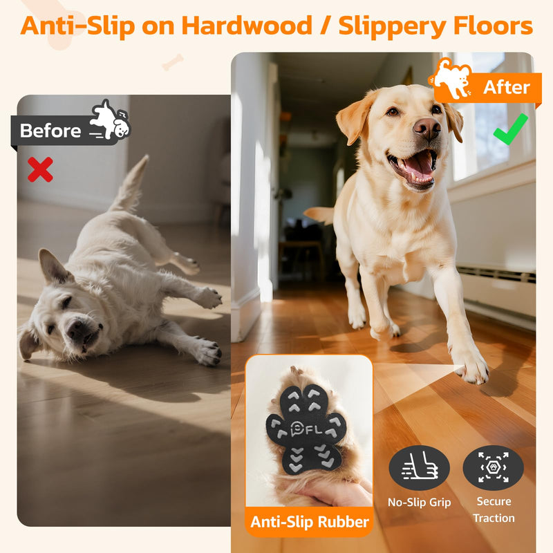 Anti Slip Dog Paw Protector Pads for Senior Dogs, Paw Pads for Dogs Traction, Disposable Self Adhesive Paw Grips for Old Dog on Slippery Hardwood Floor, Black 12 Sets (48pcs) XXL 61-80lbs XXL (61-80lbs) - PawsPlanet Australia