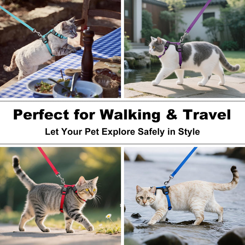 Plutus Pet Adjustable Cat Harness and Leash Set, Quick Release, Escape Proof Nylon Vest with Leather Trim for Kitten, Small Medium Large Cats, Brown - PawsPlanet Australia