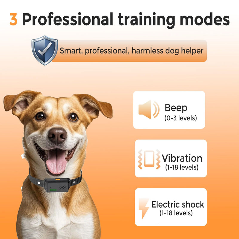 RuffStyle Dog Training Collar – Shock & No Shock Options, Manual Remote + Automatic Mode, Adjustable for Small, Medium & Large Dogs - PawsPlanet Australia