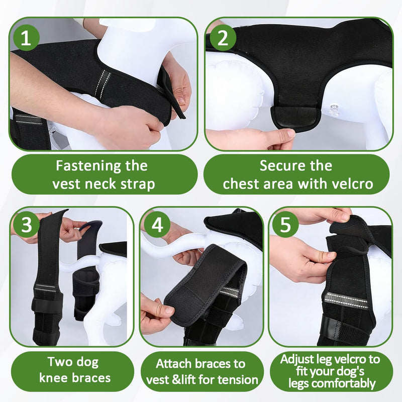 Dog Knee Braces for Back Leg, Dog Leg Brace with Vest for Small Medium Large Dogs Knee Support for Dogs ACL/CCL Care Ideal for Dog Back Legs (S)