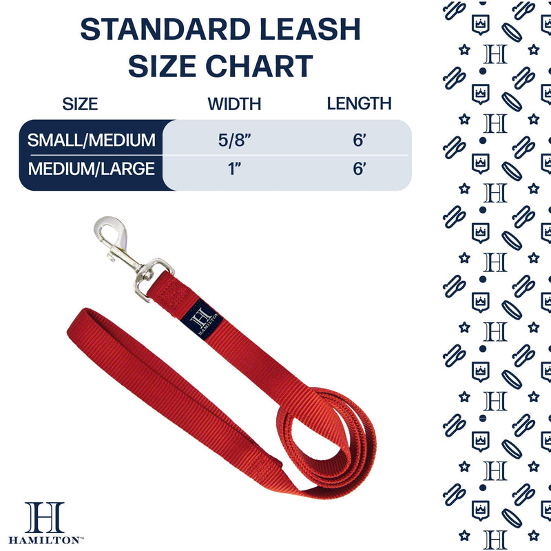 Hamilton 6 Foot Nylon Dog Leash, 5/8 Inch Wide, Pink Stripes Ribbon Overlay, Small/Medium