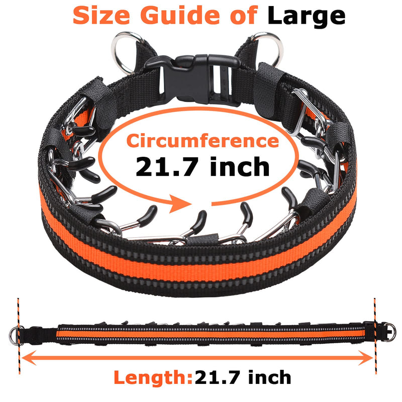 Prong Collar for Dogs, Reflective Covered Dog Spike Pinch Collar, Adjustable Dog Training Collar with Quick Release Buckle for Small Medium Large Dogs (L Size) Large/3.5mm/21.7in/Neck 16-20inch - PawsPlanet Australia