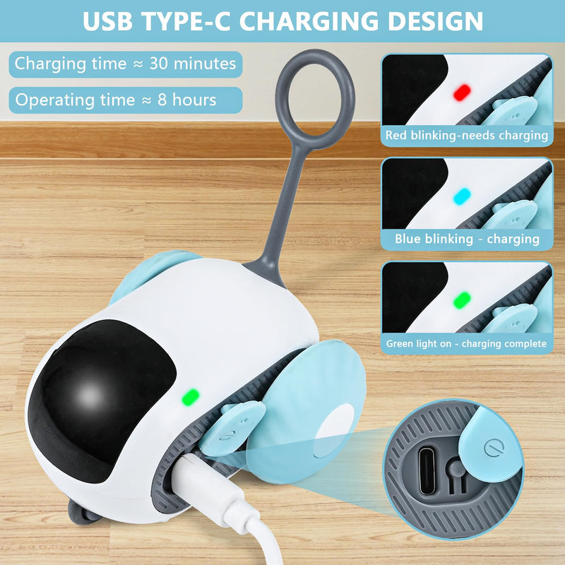 Remote Control Smart Electric Cat Toy Car, Interactive Cat Toys for Indoor Cats, Teazys Cat Toy Turbo Tail 2.0, Automatic Moving Mouse Cat Chase Toys for Bored Indoor Adult Cats Kittens White - PawsPlanet Australia
