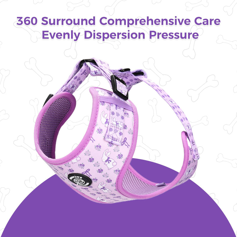 Dog Harness and Lead, Bow Tie Collar Set with Dog Poop Bag Holder and Bandanas, Escape Proof Adjustable Puppy Cat Vest with Soft Mesh Padded, Pet Supplies for Small Medium Dogs Kitten(Purple Rabbit,S) S（Chest：36-52cm,Neck:27-36cm） Purple Rabbit - PawsPlanet Australia
