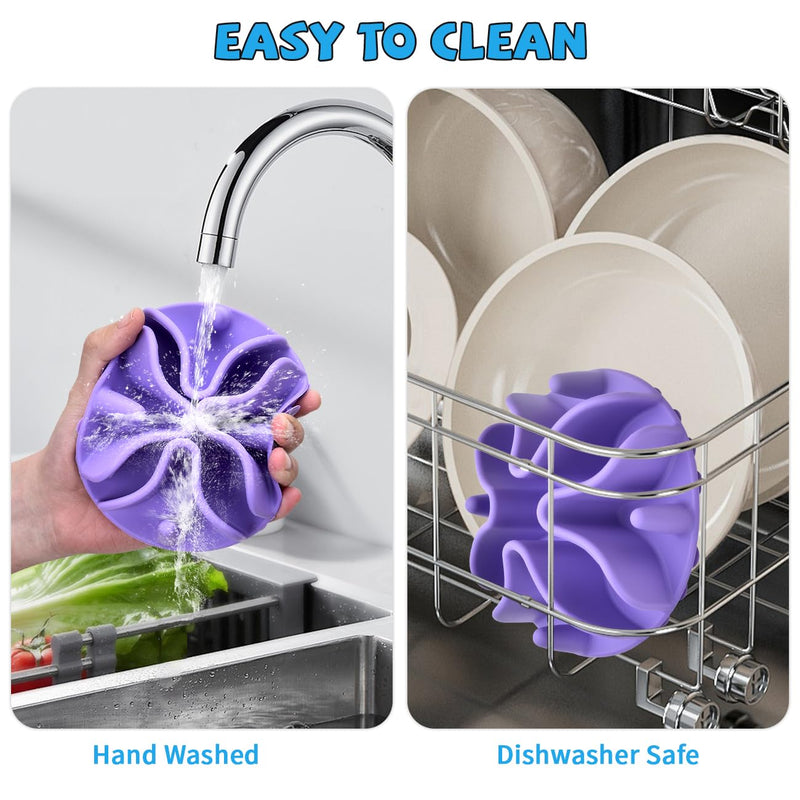 Slow Feeder Dog Bowls Insert, Silicone Dog Slow Feeder Bowl with Strong Suction Cups Perfect for Stainless Steel Glass Ceramic Dog Bowls (Purple, Large Size) Large(5.5in) Purple - PawsPlanet Australia