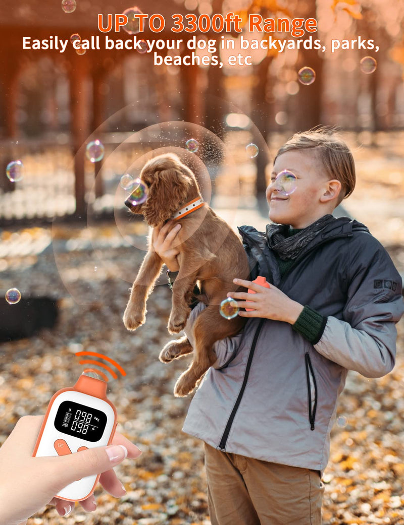 PaiPaitek 2-in-1 Dog Bark Collar and Shock Collar with Remote 3300ft Range - 5 Adjustable Sensitivity Levels, IP67 Waterproof Training Collar for Small, Medium, and Large Dogs (5-120 lbs) Orange - PawsPlanet Australia