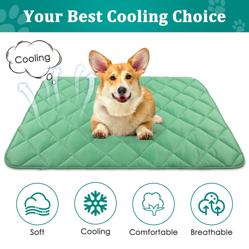 Cooling Blanket for Dogs, Dog Cooling Mat & Bed - Lightweight, Durable & Breathable Pet Throw for Couch, Sofa, Car and Furniture Protector, Reversible Design, Easy to Clean, 28"x40", Green M - PawsPlanet Australia