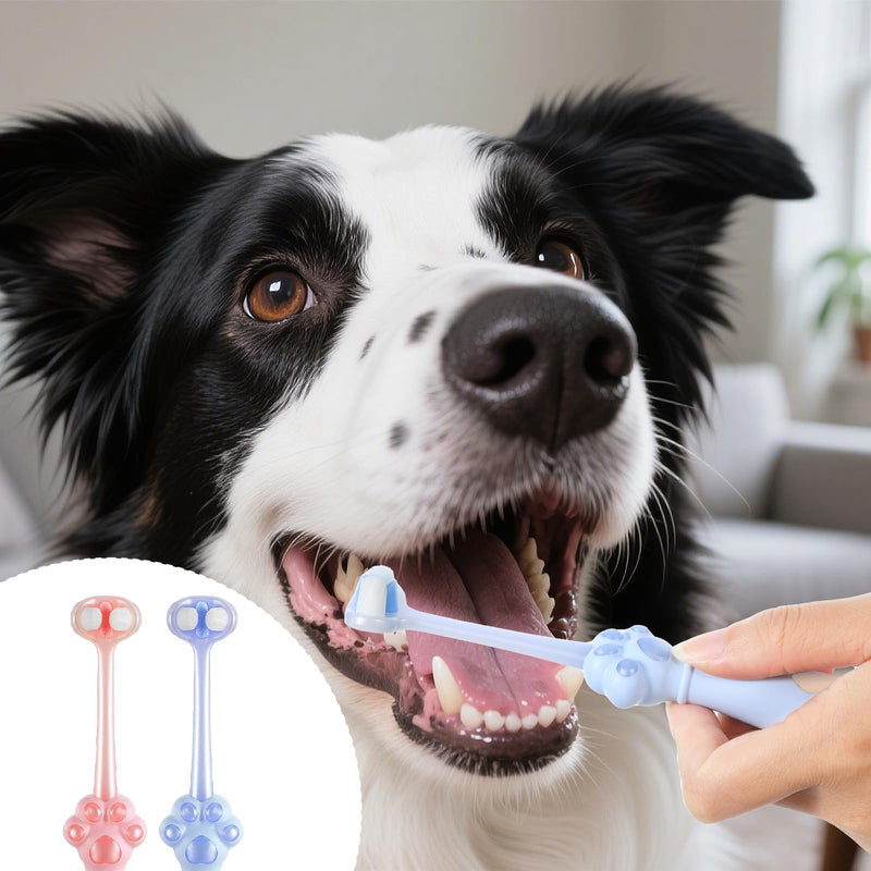 2-Pack 3 Sided Dog Toothbrush for Small & Medium Dogs | Professional Puppy Dental Care Toothbrush with Advanced Bristle Technology | Effective Plaque Remover, Easy to Use Pet Oral Health Supplies - PawsPlanet Australia