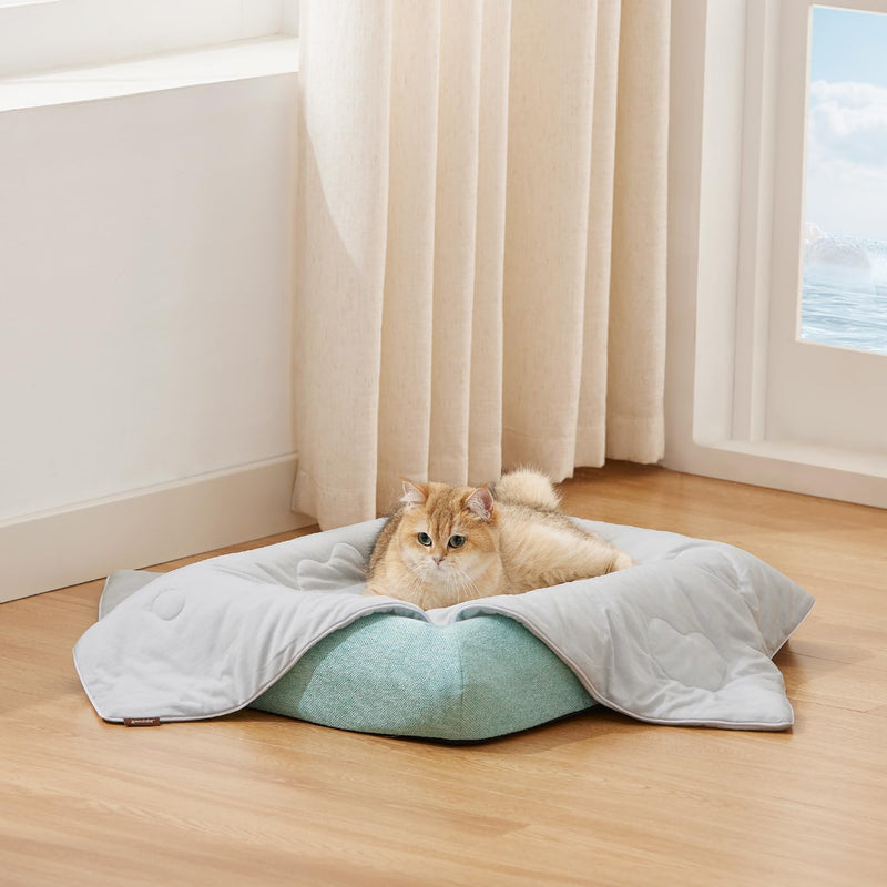 Cooling Blanket for Small Dogs - High Q-MAX 0.4+ Cold Washable Cat Mat, Travel Soft Dog Summer Essentials, Blue, 30"x40" M(30x40") - PawsPlanet Australia