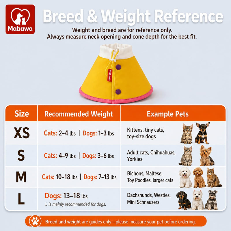 Soft Dog Cone Collar for Dogs & Cats, Adjustable Elizabethan Recovery Collar, Lightweight EPE Material, Post-Surgery Wound Protection (Yellow, M) Yellow