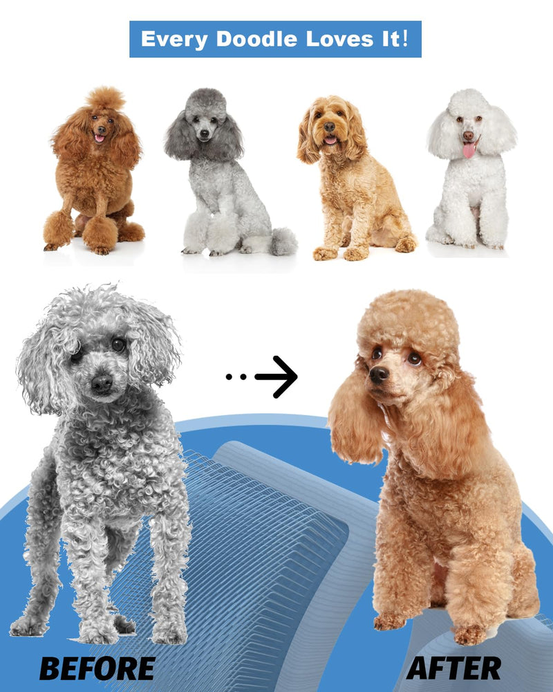 Dog Slicker Brush, Large Dog Brush, Professional Doodles Brush, for Poodles, Goldendoodles and Labradoodles, Easy to Remove Tangles, Mats and Fluff, 3.8''*3.2'' Head, 8'' Body, Large, Wood L - PawsPlanet Australia