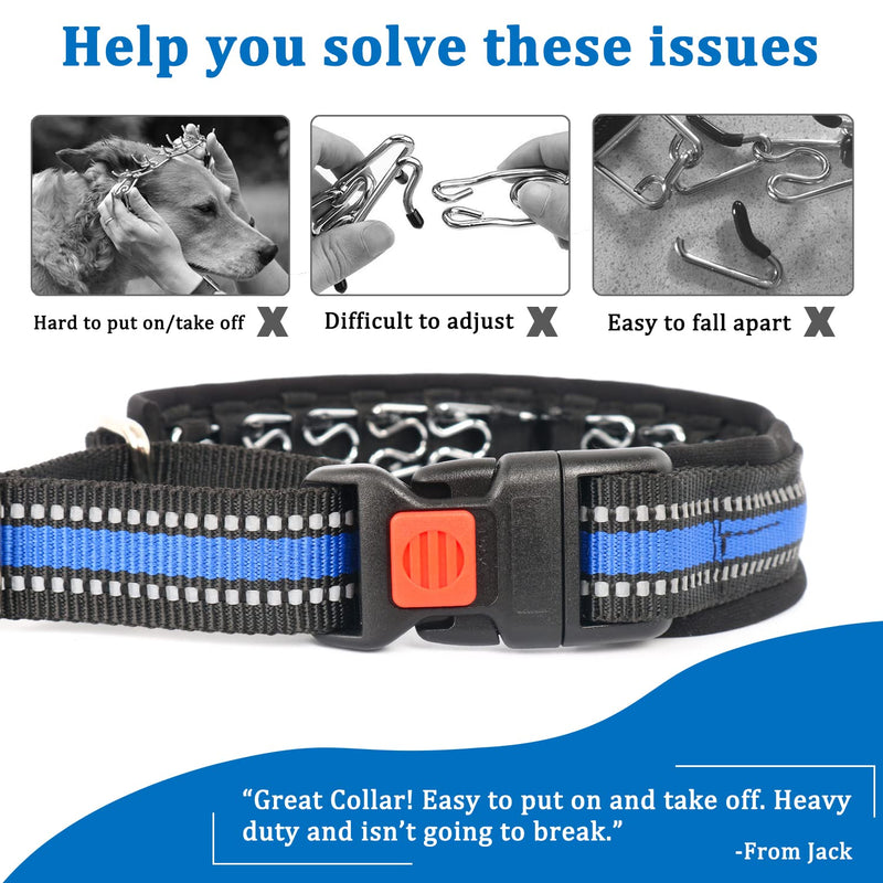 Mayerzon Martingale Collar for Dogs, Patented No Pull Dog Collar with Reflective Strip for Small Medium Large Dogs, Anti Pulling Dog Collar with Buckle for Walking Training, Safe for Night Walk Medium,2.5mm,20-Inch,14.5-18.5"Neck Blue(Reflective) - PawsPlanet Australia