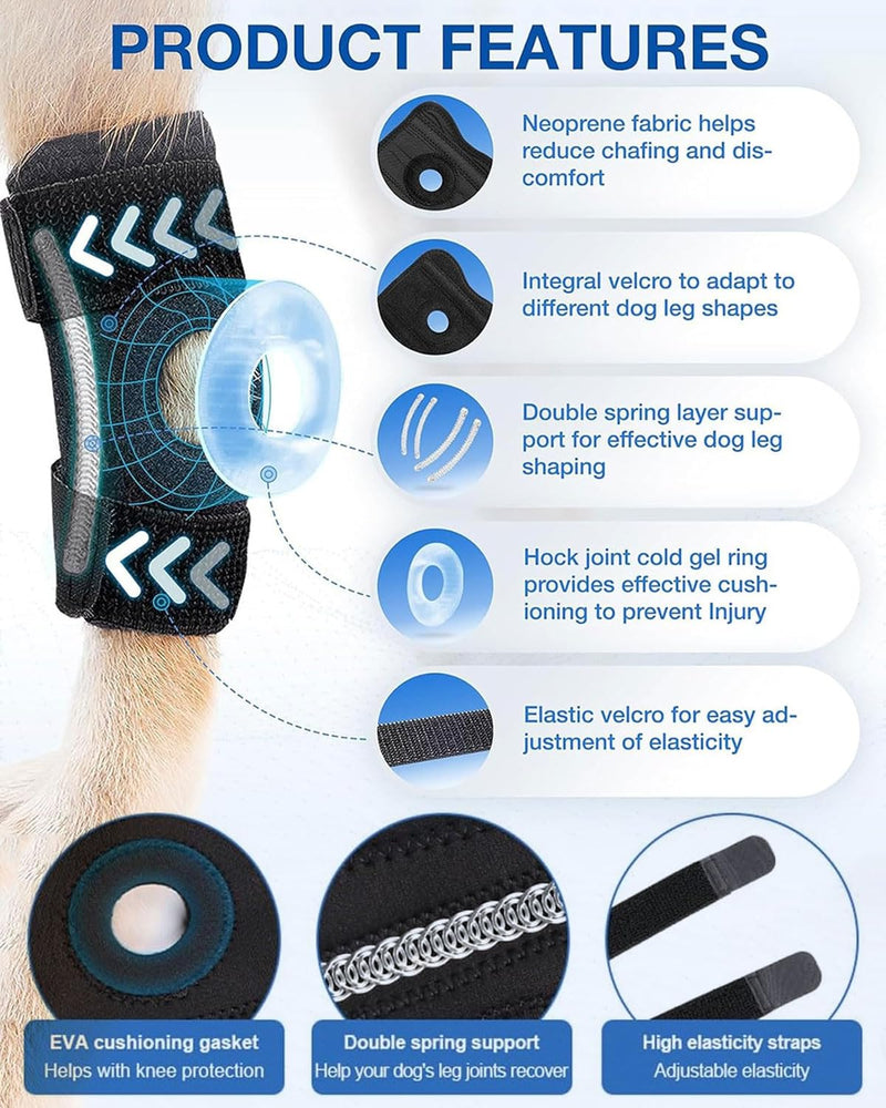 DAFNE Knee Pads for Dogs and Cats - Adjustable Knee Support for Patella Dislocation, for Rehabilitation of Ligament Tears, Arthritis & Joint Problems, Breathable Support Bandage for Fore/Rear Legs