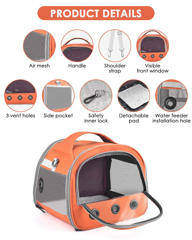 Bissap Guinea Pig Carrier Bag, Portable Small Animal Carrier Pouch for Hamster Chinchilla Rabbit Gerbil Hedgehog Sugar Glider Outgoing Travel Carrying Case -Orange Orange - PawsPlanet Australia