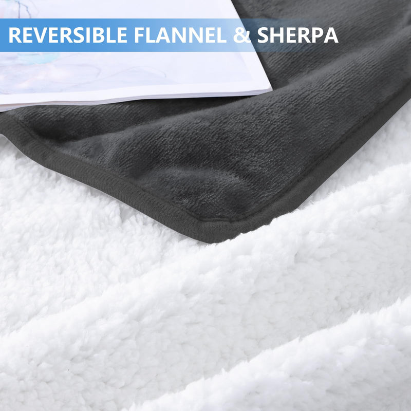 Smiry Waterproof Dog Bed Blanket, Leakproof Pet Throw Blanket for Bed Couch Sofa, Reversible Sherpa Fleece Furniture Protector Cover for Small Medium Large Dogs Cats (Dark Grey, 40x57 inches) Dark Grey - PawsPlanet Australia