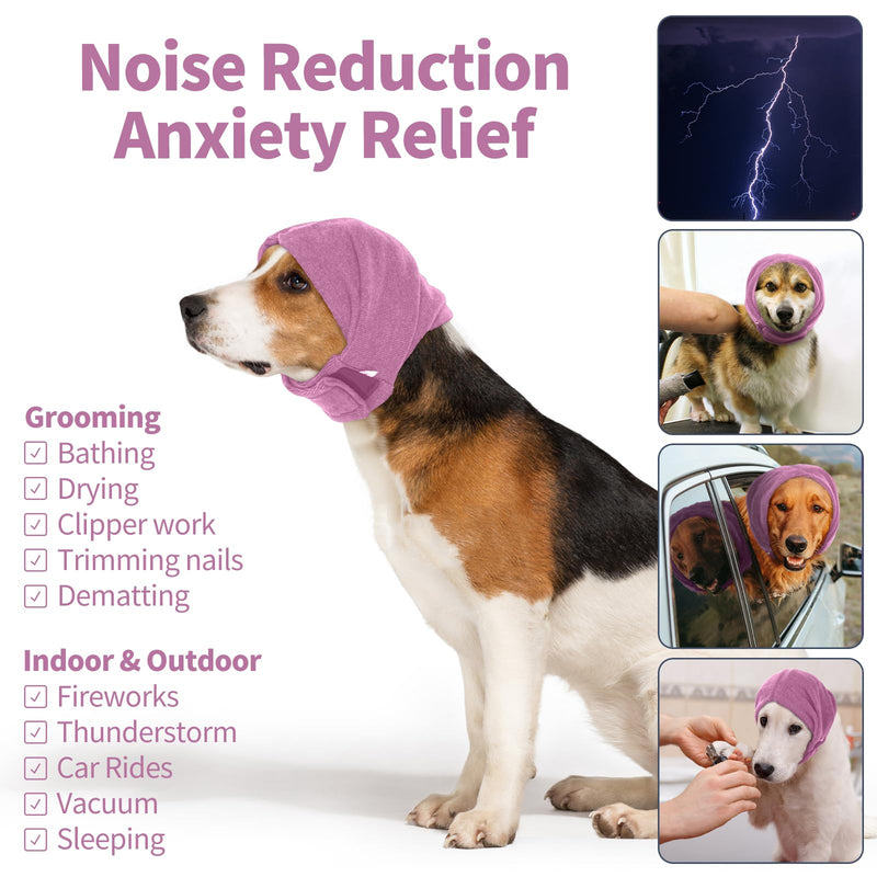 Nanaki Soft Dog Calming Hoodie Anxiety Relief Dog Ear Muffs Noise Protection Dog Ear Wrap Hematoma Fireworks Dog Ear Cover for Bath Blow Drying Dog Head Cover Noise Cancelling Sleep Help Headband M(Head Girth:14.6"-19.7") Rose Red - PawsPlanet Australia
