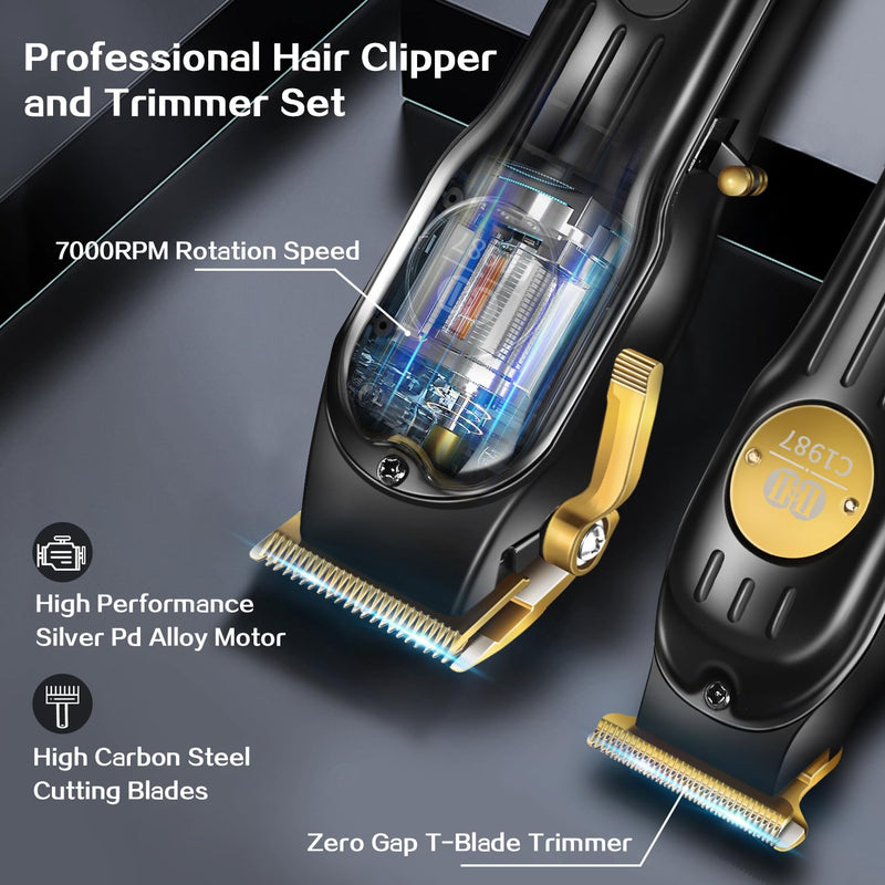 CIICII Mens Hair Clippers and Trimmers Set, Professional Cordless Barber Clippers for Hair Cutting Kit (Rechargeable USB Adjustable Beard & Hair Trimmer Haircut Kit) Clippers for Men DIY Home Salon Black Clippers & Trimmers Set