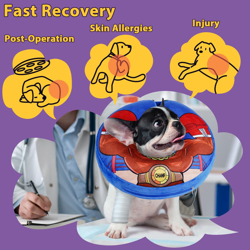 Crazy Felix Soft Donut Cone for Dogs to Stop Licking Dog Pillow Cone Collar After Surgery Inflatable Dog Cone Alternative for Small Medium Large Dogs, Elizabethan Collar for Bulldog Boxer Blue L - PawsPlanet Australia