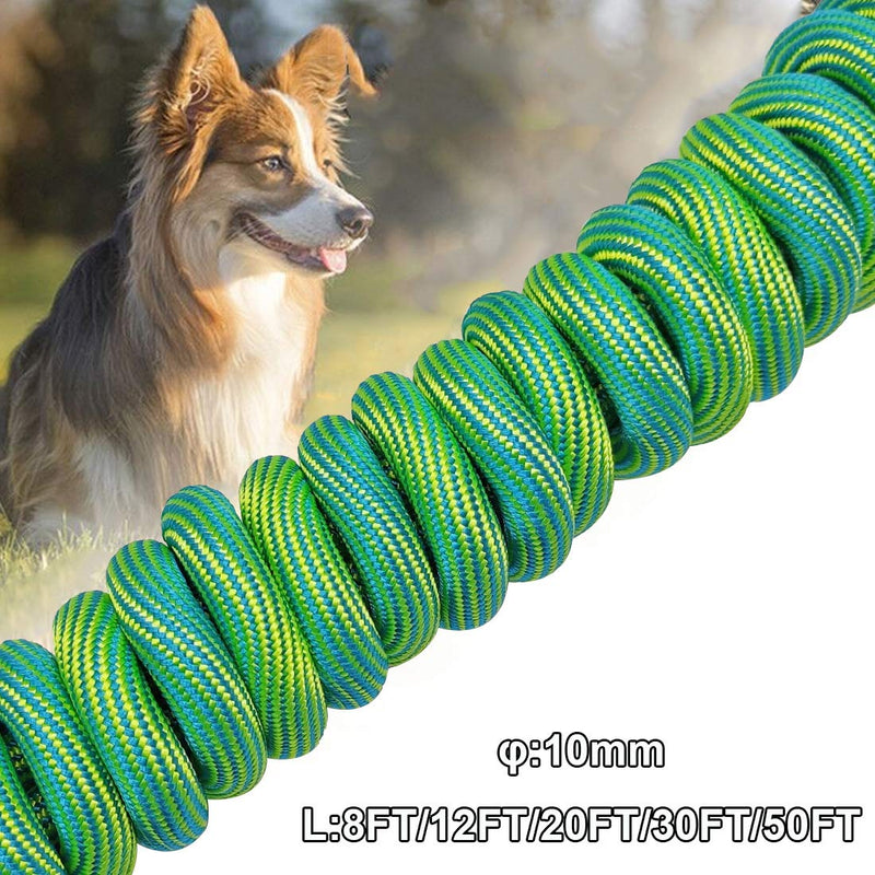 BTINESFUL 8ft/12ft/20ft/30ft/50ft Tie-Out Check Cord Long Rope Dog Leash, Recall Training Lead Leash- Great for Large Medium Small Dogs Training, Playing, Camping, or Backyard 20ft Green - PawsPlanet Australia