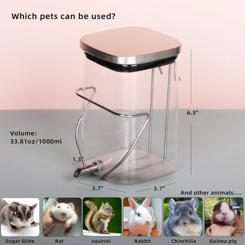 Rabbit Water Bottle, Guinea Pig No Drip Glass Water Dispenser Hanging on The Cage, Suitable for Ferrets, Hamsters, Guinea Pigs, Rats, Chinchillas - PawsPlanet Australia