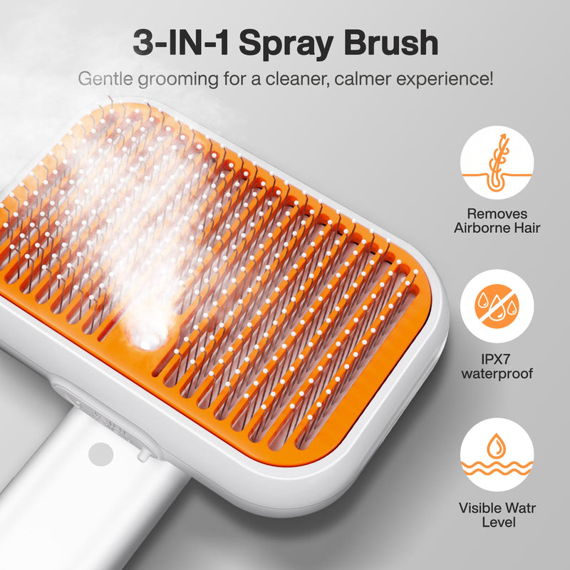 Dog Brush for Shedding & Cat Brush for Indoor Cats: 3-in-1 Cool Mist & Spray Groomer for Detangling, Deshedding & Bath - Anti-Static, Self-Cleaning for Long/Short Haired Pets - PawsPlanet Australia