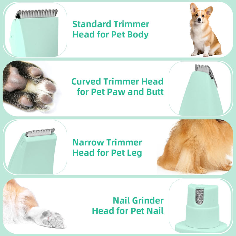Pet Paw Trimmer, 2 Speed 4 in 1 Dog Paw Trimmers Dog Grooming Kit with LED Light, Dog Trimmer for Paws Quiet Dog Paw Trimmers for Small Dogs USB Rechargeable for Cats and Other Pets, Cyan - PawsPlanet Australia