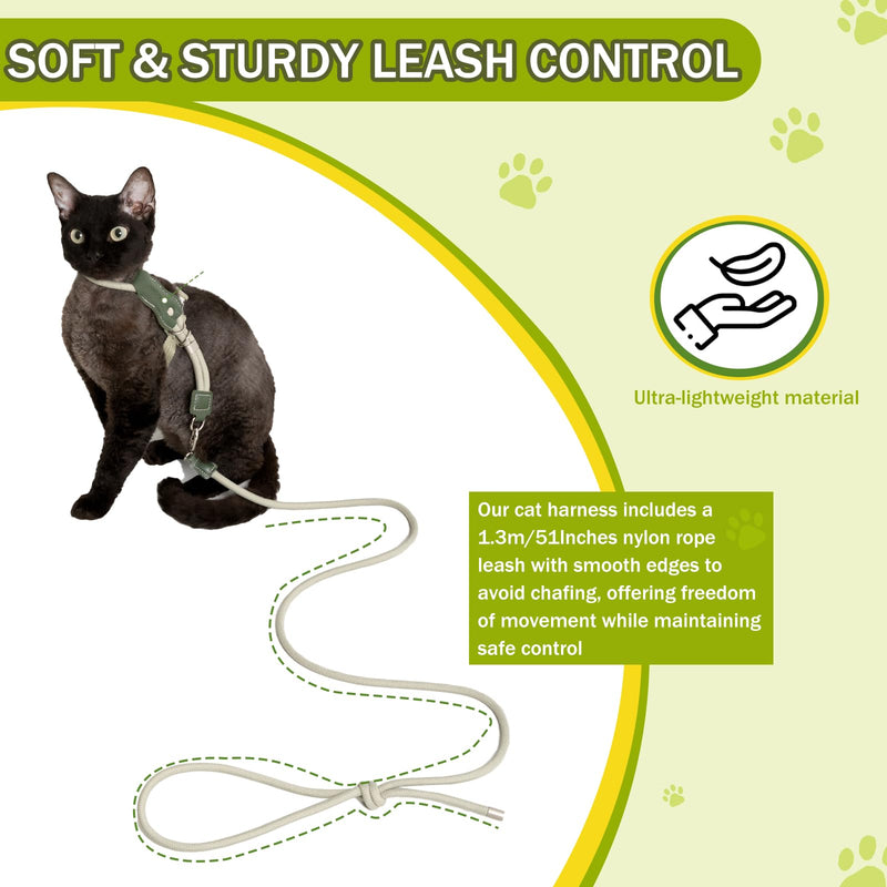 Cat Harness and Leash Set,Adjustable Escape-Proof for Walking Cats,Breathable Lightweight and Soft Harness for Small to Large Cats (Grey) Grey