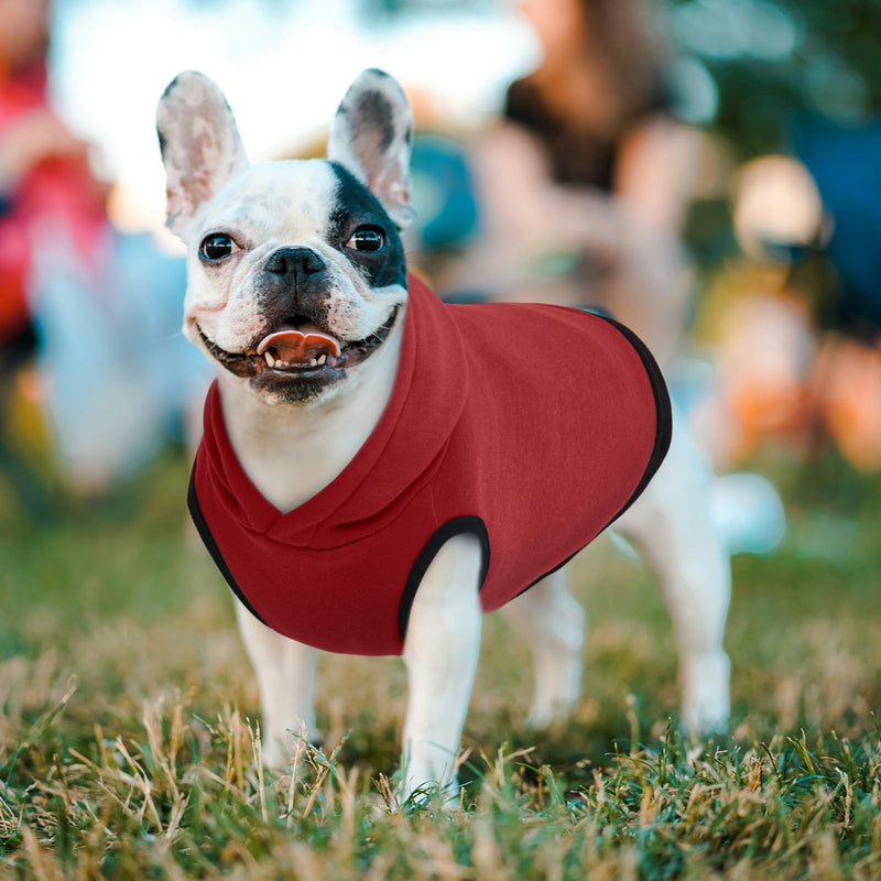 ROZKITCH Dog Hoodie,Winter Dog Fleece Sweaters Pet Warm Sweatshirt Pet Pullover Dog Clothes with Leash Hole Soft Warm Christmas Outfit Puppy Vest for Medium Dogs French Bulldog Clothes Red M M(Chest: 22"-25"; Back:13.7")