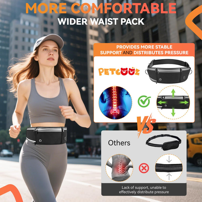 Hands Free Dog Leash with Waist Belt & Zipper Pouch, Heavy Duty Waist Leash for Running, Walking, Jogging and Hiking, Professional Tangle Free Reflective Control Lead for Large Medium Dogs - PawsPlanet Australia