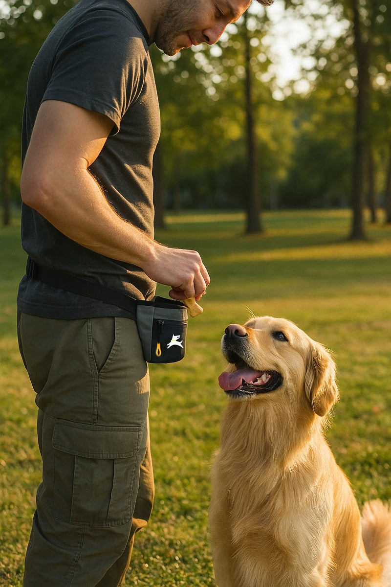 OllyDog Goodie Treat Bag, Dog Treat Pouch, Waist Belt Clip for Hands-Free Training, Magnetic Closure, Dog Training and Behavior Aids, Three Ways to Wear (Castle Rock) Castle Rock