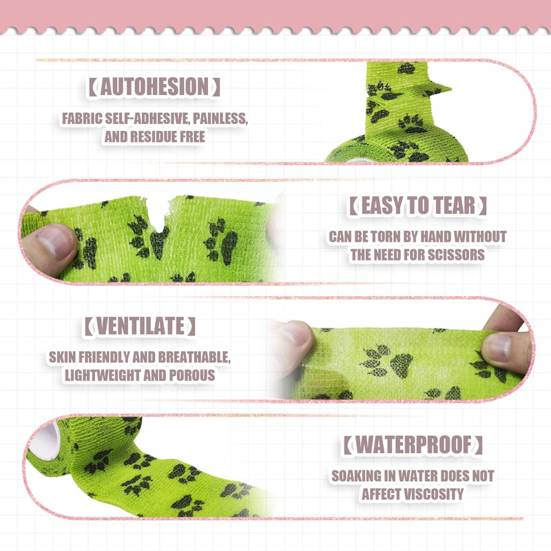 Vet Wrap for Dogs,Bandage Wrap,12Pcs 2 Inches X 5 Yards Pet PreWrap Cohesive Bandages Bulk Self Adhesive Dog Paw Protector for Horse, Cat, Bird, Pet Animal - PawsPlanet Australia