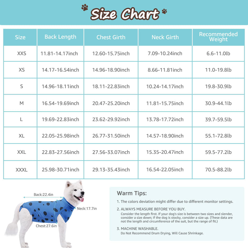 Dog Recovery Suit, Professional Dog Surgery Suit Post Spay, Neuter, Abdominal Surgical Suit for Male Female Dogs Can Pee, Prevent Licking Soft Breathable Cotton Covers Wound (Blue, X-Large) - PawsPlanet Australia