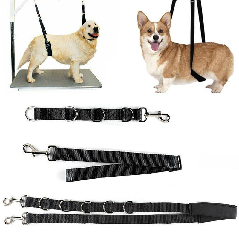3-Piece Dog Harness Strap - Strong Endurance, Adjustable Restraint Belly Strap for Table Arm Grooming (Black) Black