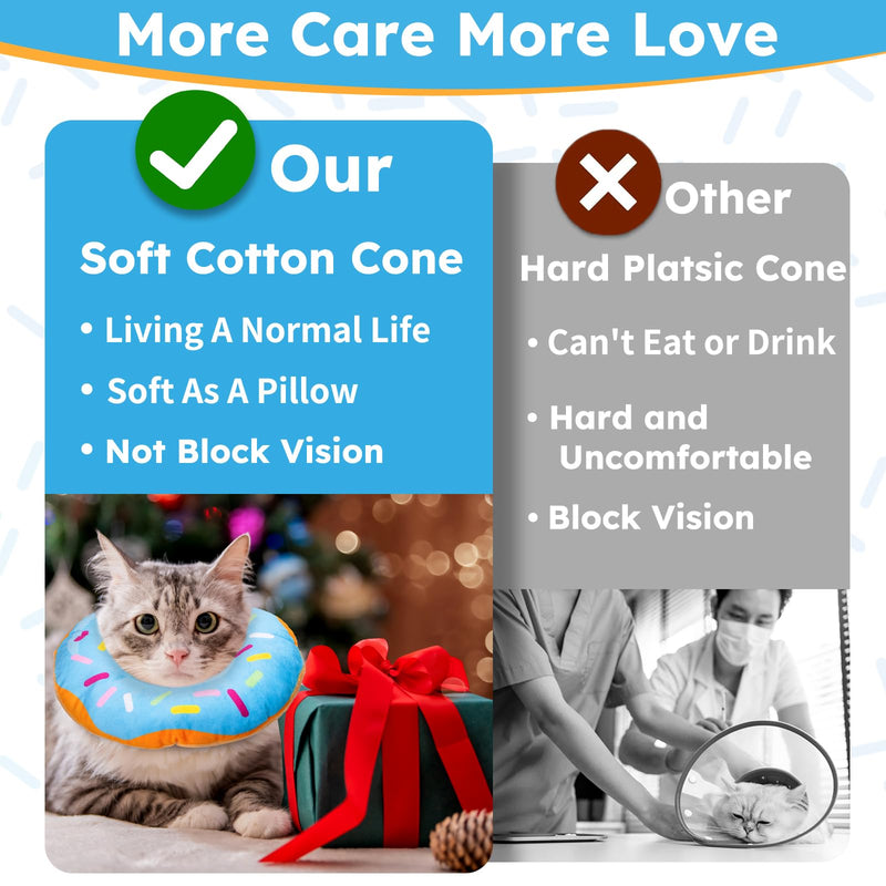 Cat Cone Collar Soft, Cat Recovery Collar for Wound Healing Cute Cat Donut Adjustable Cat Cones to Stop Licking Comfortable Lightweight Neck Elizabethan Collars for Cats Kittens After Surgery Small Blue - PawsPlanet Australia