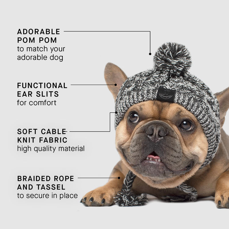 Canada Pooch Winter Dog Hat Pom Pom Hat Dog Beanie Knitted Warm Dog Hat for Small Medium Large Dogs L Charcoal - PawsPlanet Australia