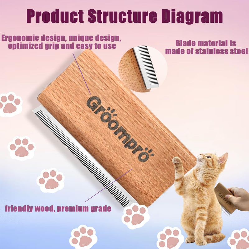 Groompro Deshedding Brush, Dog Brush for Shedding, Zen Brush for Cats,Cat Brushes Dog Brus Pet Hair Removal Tool, Painlessly Remove for Short & Long Hair(L(5.3 inch)) - PawsPlanet Australia