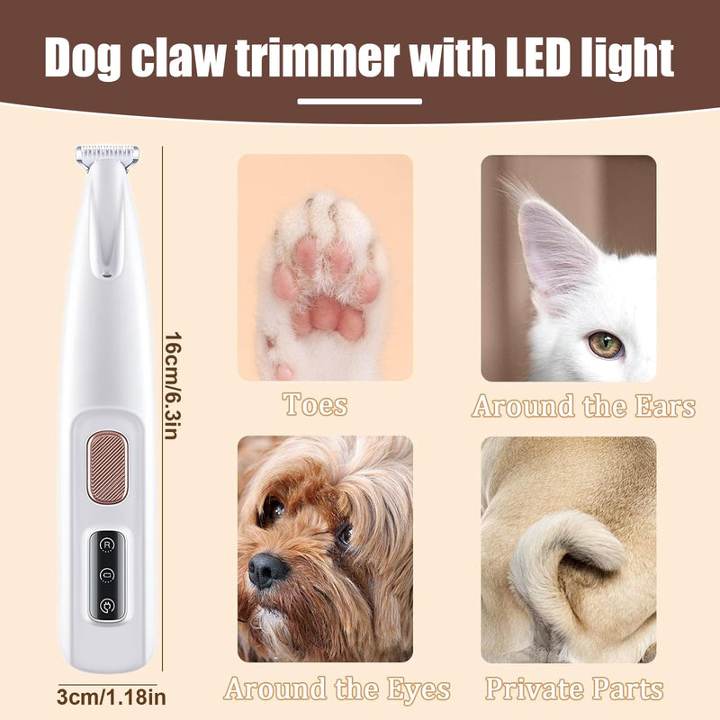 Dog Paw Trimmer with LED Light,Dog Grooming Kit & Pet Micro Precision Trimmer,Safety Electric Clipper,18 mm Widen Blade,35dB Low Noise,Cordless Hair Trimmer for Paws, Ears, Face, Rump(Yellow) Yellow