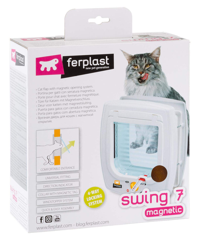 Ferplast Cat Flap Swing 7, Brown 4-Way Locking System w/ Magnetic Key