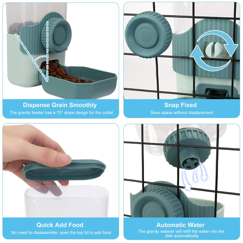 Hanging Cage Automatic Food Water Dispenser Detachable Auto Gravity 0.9 L Self-Feeding Feeder and Waterer Set, Crate Auto Feeder Dish for Small Pets Puppy Cats Ferret Bunny Guinea Pig - PawsPlanet Australia