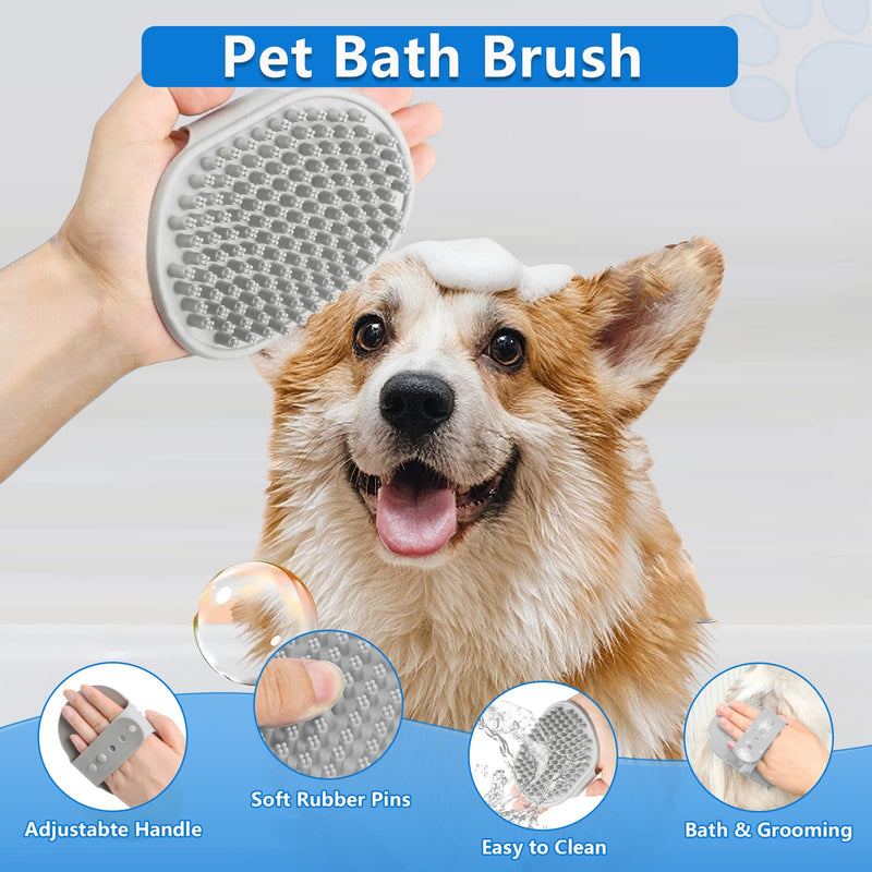 3Pack Dog Brush Grooming Kit -Slicker Dog Brushes for Shedding, Dogs Comb for Grooming, Bath Brush for Pet-Grey Grey