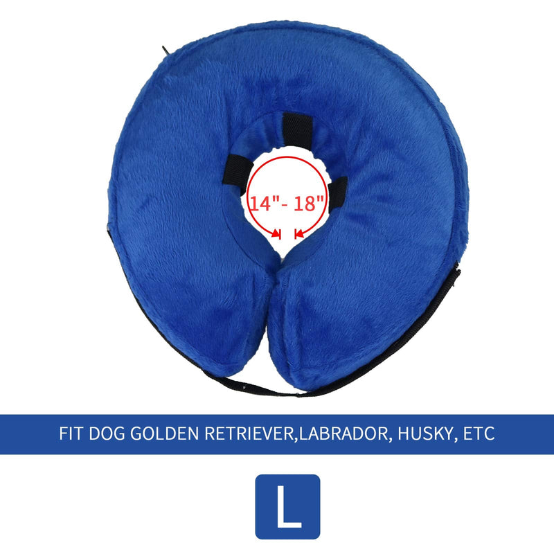 MCHY Inflatable Dog Cone,Adjustable Recovery Collar for Dogs After Surgery,Prevent from Biting & Scratching,Not Block Vision (Blue, L-Neck 15''- 20'') L-Neck 15"- 20" Blue
