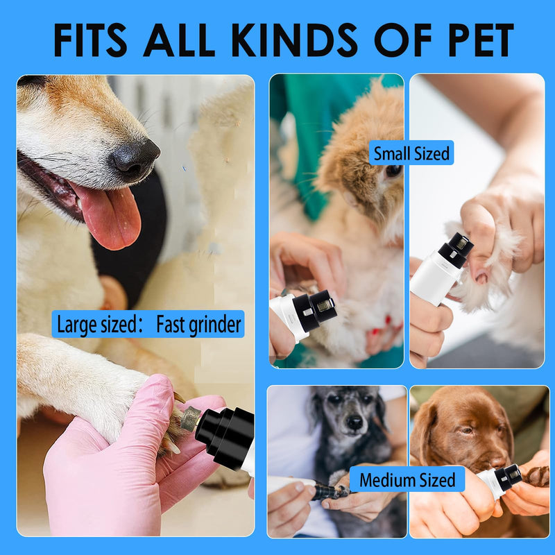 Electric Dog Nails Clippers - Low Noise Painless Pet Nail Trimmer with LED Light - Fast Rechargeable Dog Claw grinder Nail File for Large Medium Small Dogs Cats